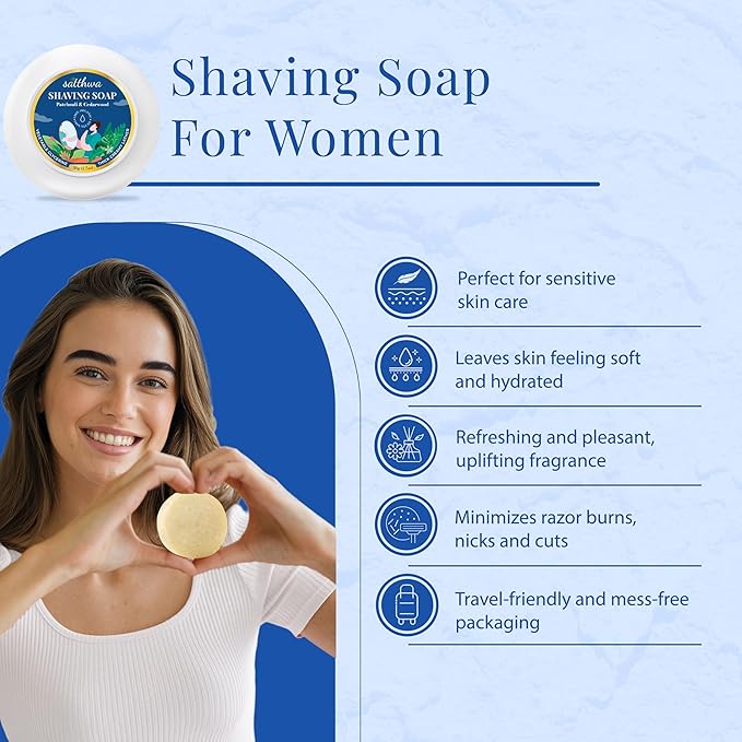 Satthwa Organic Shaving Soap Puck infused with Patchouli & Cedarwood | Create the Perfect Lather | Excellent for Silky Smooth Shaves | Hydrates and Shields, 50g (1.7oz)