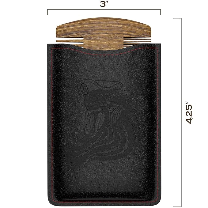 Bossman Pocket Size Sandalwood Comb with Protective Case - Fine and Wide Tooth for Beard, Mustache, and Hair Shaping Tool
