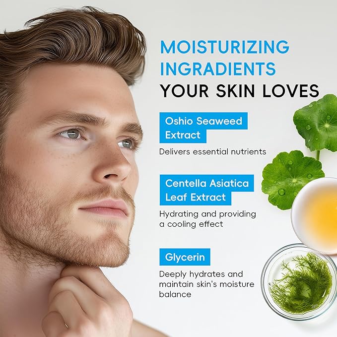 Men Hydrating Day Cream, Daily Moisturizer with 4D Hyaluronic Acid, Oil Control, Firm & Lift Hydrating Cream for Face & Body, Reduce Fine Lines, Strengthen Skin Barrier, 1.06 oz.