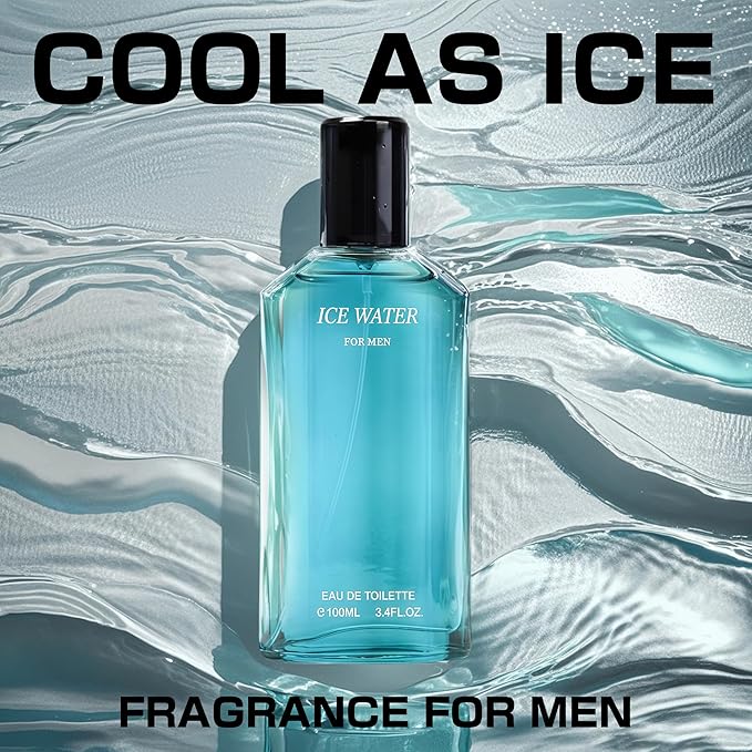 Ice Water Men Cologne 3.4 Fl Oz Eau De Toilette Spray,Notes of Coriander, Mint, Lavender & Amber – Long Lasting Perfume for Men Daily Use