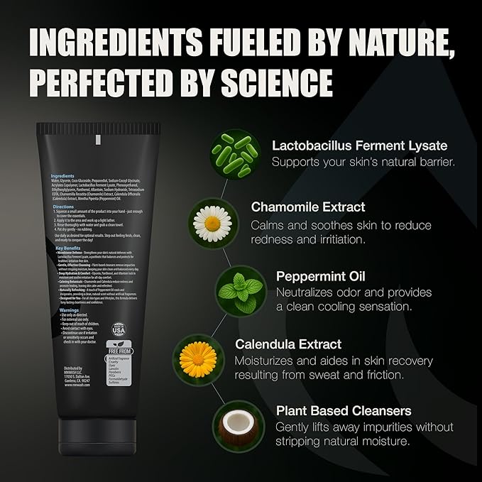 Intimate Wash for Men, 3.38 Fl Oz., Premium Postbiotic PH Balanced Groin Wash, All Day Freshness, Effective Hydrating Gentle Clean for Private Parts, Natural Men’s Hygiene, POSTBIOTICS