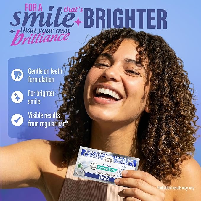 GuruNanda Teeth Whitening Strips - 16-Day Treatment with Non-Slip, Dry Strip Technology - Whitening Designed with Care for a Brighter Smile (Pack of 2)