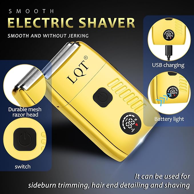 Hair Clippers for Men with LED Display, 4-Piece Cordless Grooming Kit with Hair Clipper, Beard Trimmer, Foil Shaver & Nose Trimmer, Complete Set for Home Barber