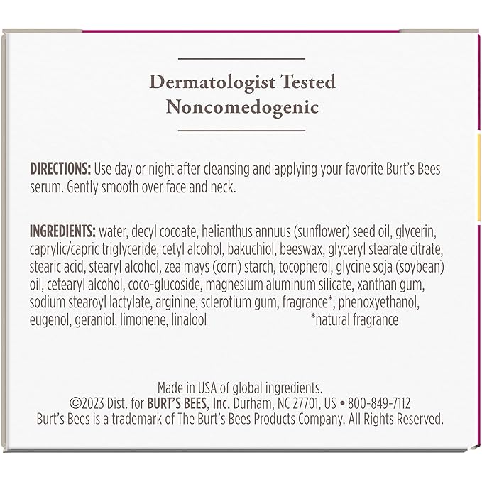 Burt's Bees Renewal Firming Face Cream, Anti-Aging Retinol Alternative, Moisturizing Natural Origin Skin Care, 1.8 Ounce