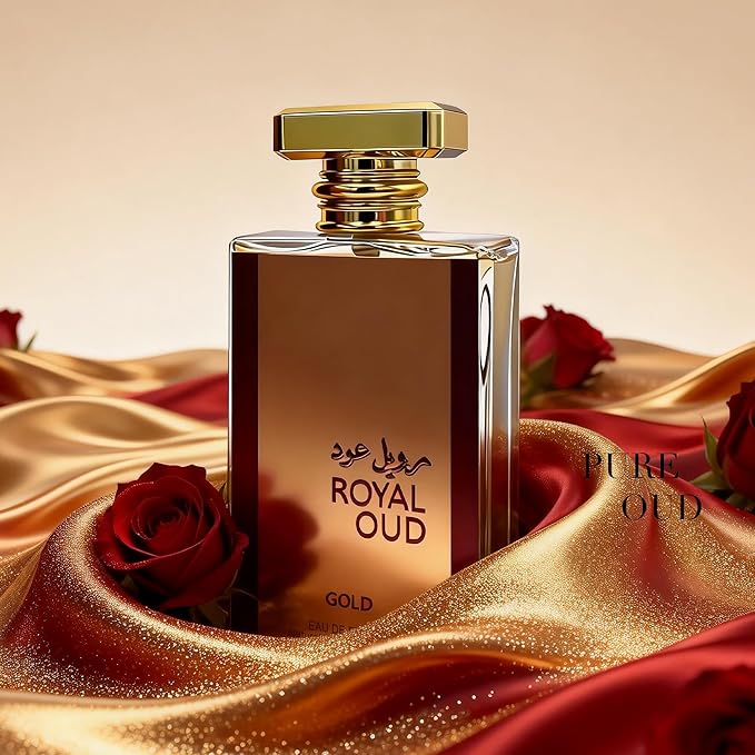 Royal Oud Gold Men's Cologne 3.4 Fl. Oz Eau De Parfum, Warm Vanilla, Saffron & Oud Scents,Fragrance Pheromone