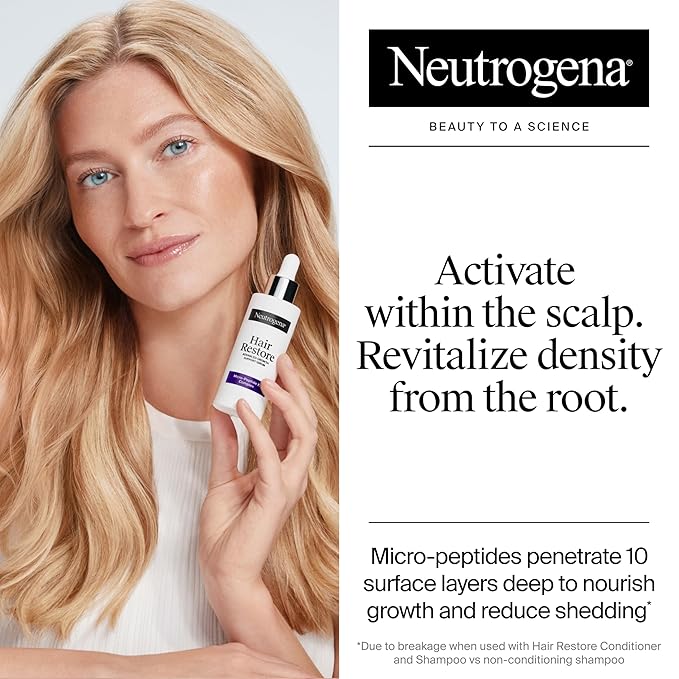 Neutrogena Hair Restore Advanced Growth Support Serum, Hair & Scalp Treatment with Micro-Peptide XP Complex, Revitalize Roots, 1.7 fl. oz