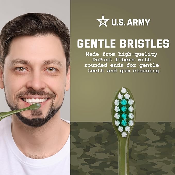 U.S. Army Electric Toothbrush, Battery Powered Toothbrush for Adults with 3 Heads, Waterproof Design for Oral Care and Plaque Removal