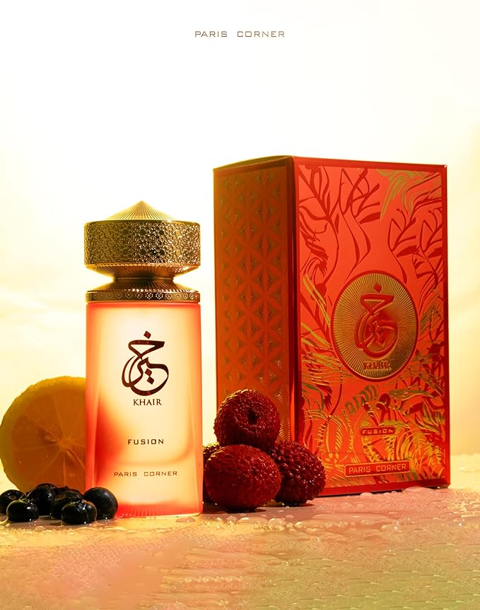 Paris Corner | Khair Fusion Lychee Perfume 3.4 Fl Oz | A Lychee Perfume Blending Fruity Notes of Lychee, Blackcurrant, and Red Apple with Floral Elegance for an Enchanting Aroma