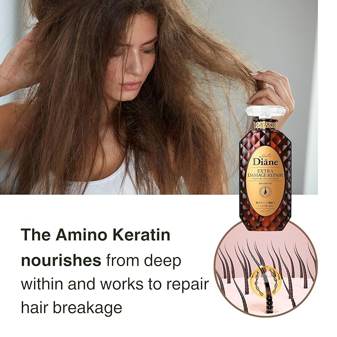 Moist Diane Hair Repair Shampoo and Conditioner for Women & Men, Argan Oil Shampoo and Conditioner Set with Herbal Oils, Collagen, Keratin& Ceramides in Japan, Silicone& Sulfate Free DAMAGE REPAIR