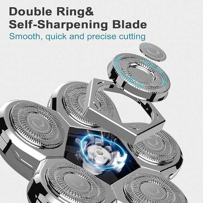 Head Shavers Replacement Blades, 6 Blades Shaver for Bald Men Replacement, Easy Install Electric Razor, Shaver Replacement Blades, Head Shavers for Bald Men (6 Heads)