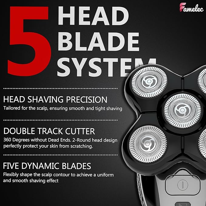 Electric Razor Replacment Heads for Remington Balder Pro XR7000, Premier Wet/Dry Bald Head Shaver Replacement Head for Balder Pro Head Shaver, Upgraded 5 Dual Track Heads & Flex Blades