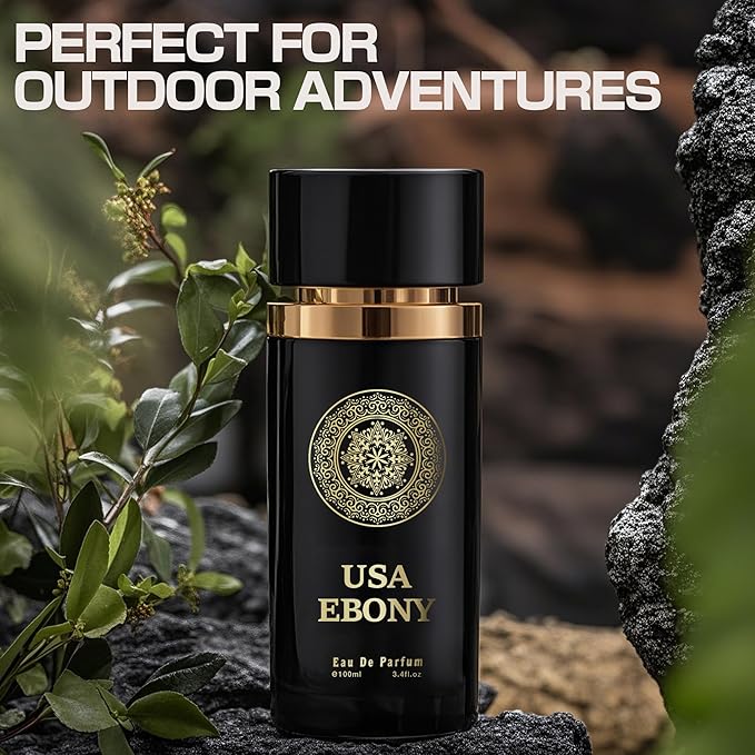 Men Cologne USA Ebony Eau de Parfum Natural Spray with Pinapple,Tobacco,Patchouli, Iris,Amber, Vanilla Notes Long Lasting Perfume for Men 3.4 Ounce All Day Use
