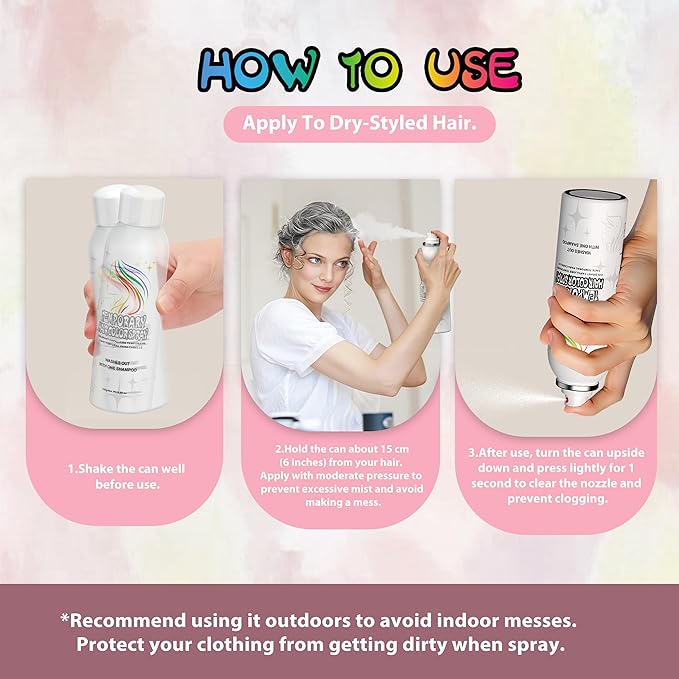 Silver White Temporary Hair Color Spray - Gentle Formula, Washable & Non-Sticky | Instant Hair Dye Alternative for Adults | Halloween, Costume, Party Makeup, 150ml