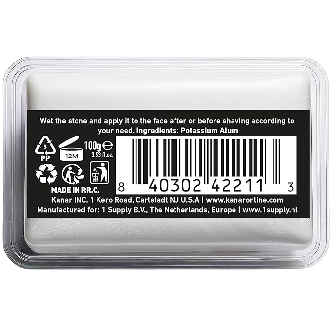 The Shave Factory Alum Block Aftershave Solution for Shaving Razor Burn Relief in Plastic Case 3.53 oz. 100gr.