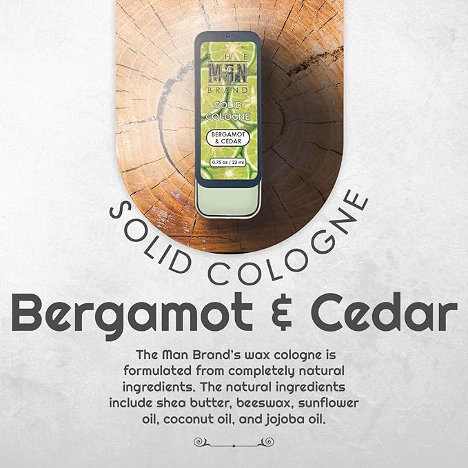 Bergamot and Cedar Solid Cologne, Men's Bergamot Solid Perfume Balm in Vintage Slide Tin (0.75 Ounce)