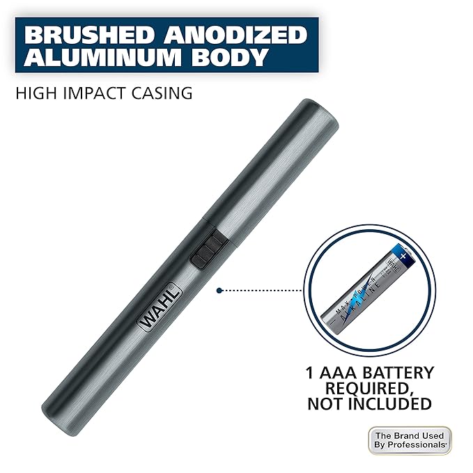 WAHL Micro Groomsman Personal Trimmer, Battery Powered | Rinseable Heads | Interchangeable Heads | For Facial Detailing | Model 05640-600