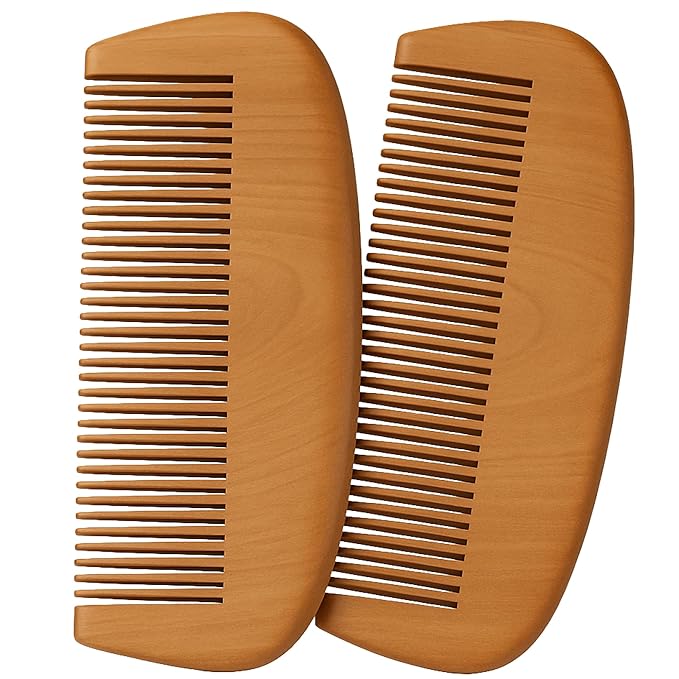 Beard Comb for Men - 2-pack - Natural Wood Wide Tooth Pocket Comb - Anti-Static, Durable & Portable Beard, Mustache & Hair Grooming Tool - Perfect for Detangling, Styling, Shaping- Premium Quality