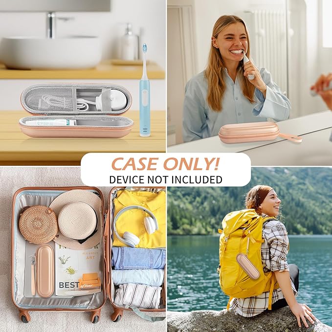 Toothbrush Travel Case for Oral B/Oral-B Pro 1000 1500 5000 7000 & Philips Sonicare 4100 1100 5300 5100 6100/iO Electric Toothbrush, Hard Protective Storage Bag (Gold)