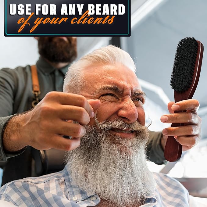 Mens Beard Brush with Handle – Soft Boar Bristle Beard Brush for Men, 9" Wooden Design for Beards, Mustaches & Slick Back Hair – Comfortable Grip, Styling Control, for Daily Grooming & Barbershop Use
