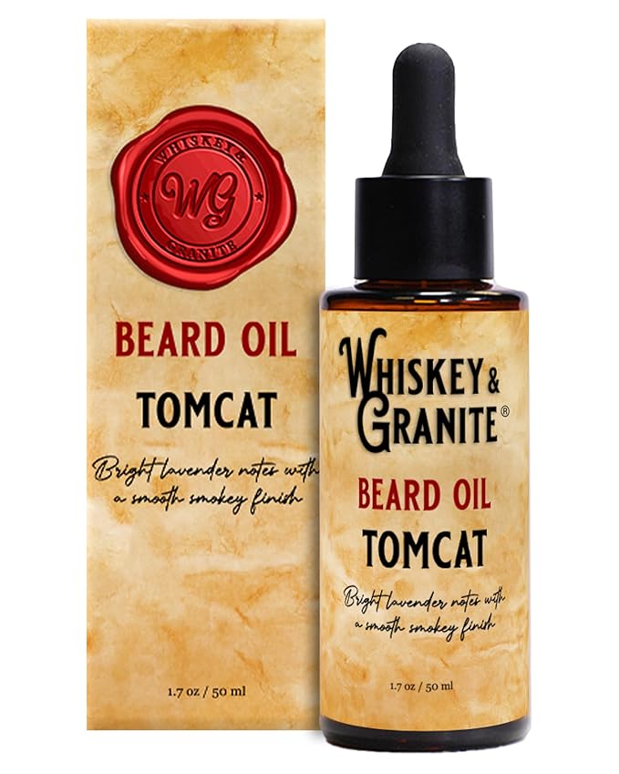 Whiskey & Granite Beard Oil – Made in USA - 100% Natural Beard Conditioner, 1.7 oz (Tomcat)