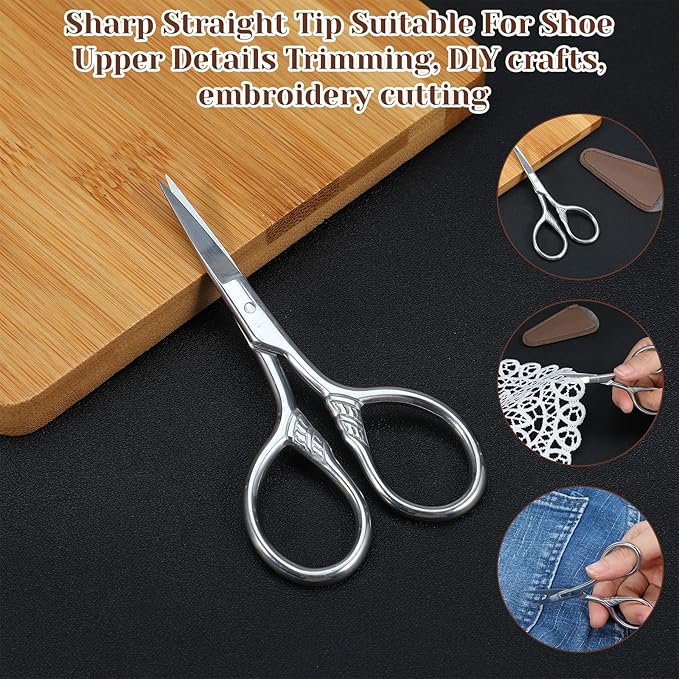 Small Precision Scissors Stainless Steel Multi-Purpose Vintage Beauty Grooming Kit Professional Beauty Mini Scissors For Facial Hair Eyebrow Eyelash Beard Moustache With Leather Case