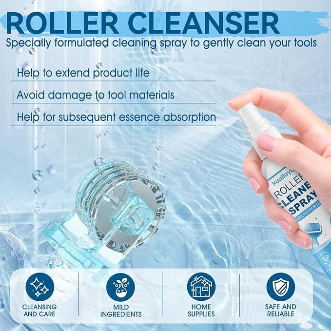 Roller Cleaner, Roller Cleaner Spray High-Efficiency Cleaning Gentle Care Multi-angle Spraying Protecting Precision Needles Extend The Lifespan of Roller Instruments, 100ml