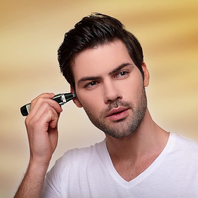 CHARGEWORX Ear and Nose Hair Trimmer for Men, Manscape Nose Hair Trimmer, Battery Operated Rotary Nasal Cutter, Eyebrow & Mustache Groomer, Travel Beard Trimmer, 1 AA Powered, Brush & Cap Included