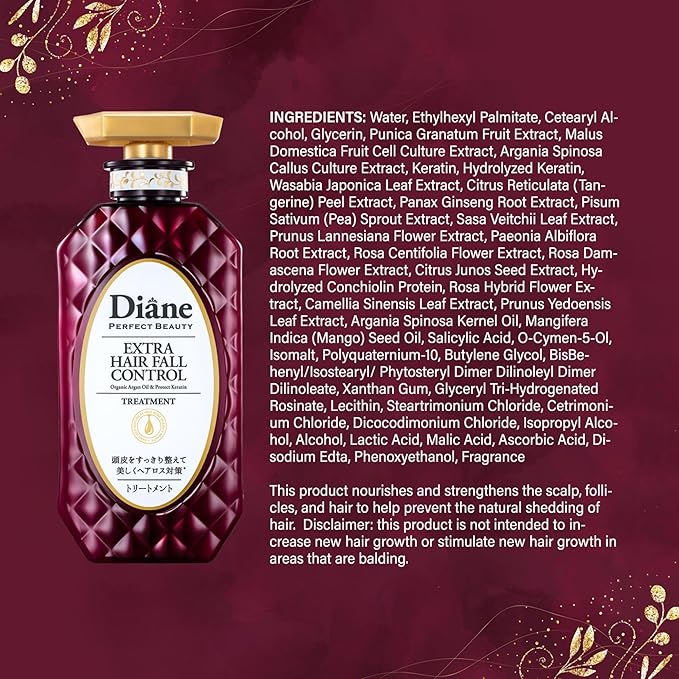 Moist Diane Anti Hair Loss Shampoo and Conditioner Set for Women & Men, Hair Thickening Shampoo for Hair Fall by Argan Oil, Keratin, Ginseng Root, Wasabi Extract in Japan 30.4 Fl Oz HAIR FALL CONTROL