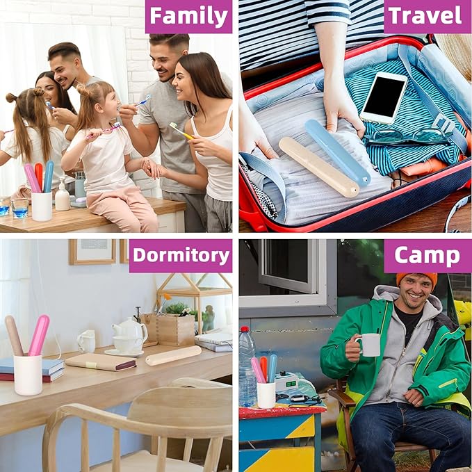 6 Pack Toothbrush Travel Case, Travel Toothbrush Holder, Sanitary Toothbrush Storage, Eco-friendly Toothbrush Protector Covering for Traveling, Business, Camping, Home, School