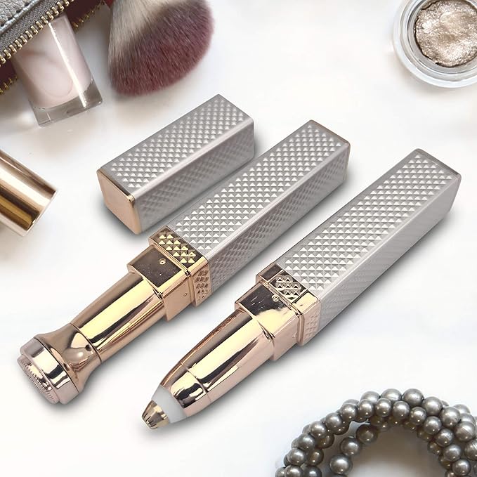 Eyebrow and Facial Hair Trimmer 2 in 1 Rechargeable Painless Epilator Easy to Use Eye Brows Razor Perfect Eyebrow Face Upper Lips Underarm Leg Bikini Hair Remover Brow Shaver with LED Light