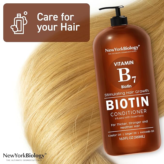 New York Biology Biotin Conditioner for Hair Growth and Thinning Thickening Formula for Hair Loss Treatment For Men & Women Anti Dandruff - 16.9 fl Oz