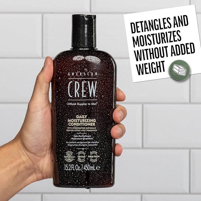 American Crew Conditioner for Men, Daily Moisturizer, Naturally Derived, Vegan Formula, Citrus Mint Fragrance, 3.3 Fl Oz