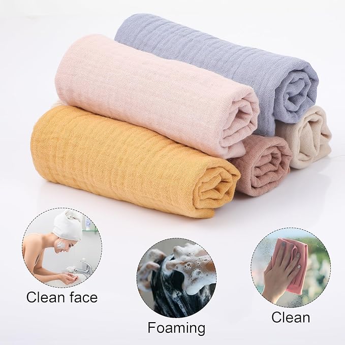 5 Pack Face Cloths Makeup Remover Cloth Cotton Wash Cloth Soft Muslin Washcloths Breathable Reusable Facial Towels for Skin Care Daily Absorbent Cleaning Travel Women Men Adults