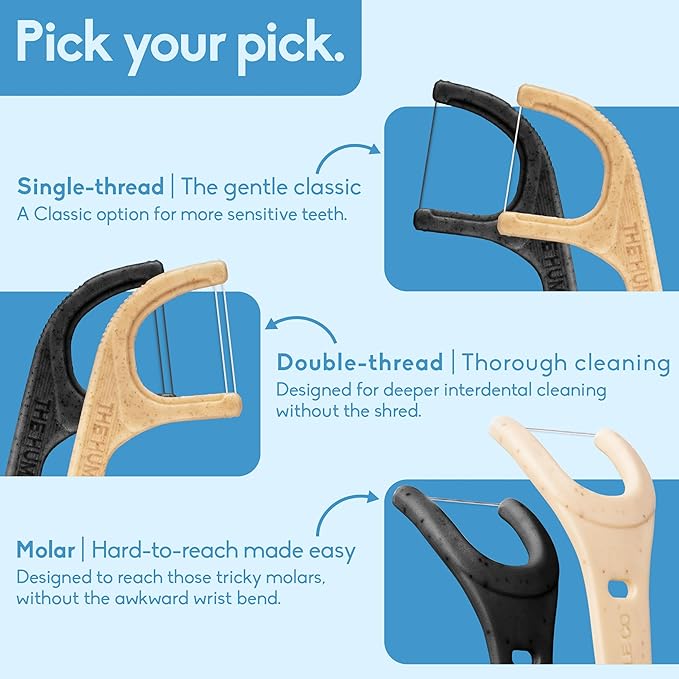 The Humble Co Molar Floss Picks for Teeth, 200 Count (Mint) - Angled Dental Flossers with Extended Reach for Molars & Back Teeth - Plant-Based Floss for Interdental Oral Care, Hygiene & Gum Health