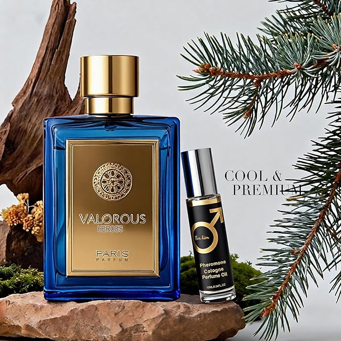Valorous Heroes Eau de Parfum for Men, Oud and Vanilla Inspired Fragrance, Floral Mint Opening, Warm Spice Base, Niche Style Scent, Fragrance Pheromone