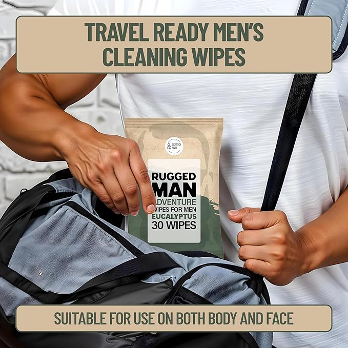 BLKSMITH Refined Man Body Wipes For Men - Cold Shower Face and Body Wipes for Men with Sandalwood, Citrus Mint, Cedarwood & Eucalyptus - Refreshing Mens cleansing Wipe - 120 Count (4 x 30 Pack)