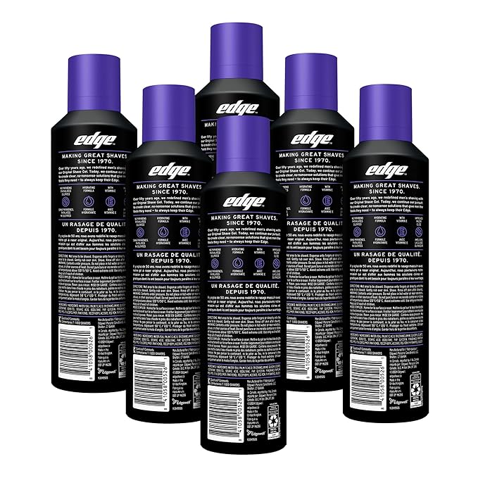 Edge Shaving Gel for Men, Extra Moisturizing with Vitamin E, (6 Pack) - Shave Gel For Men That Moisturizes, Protects and Soothes To Help Reduce Skin Irritation