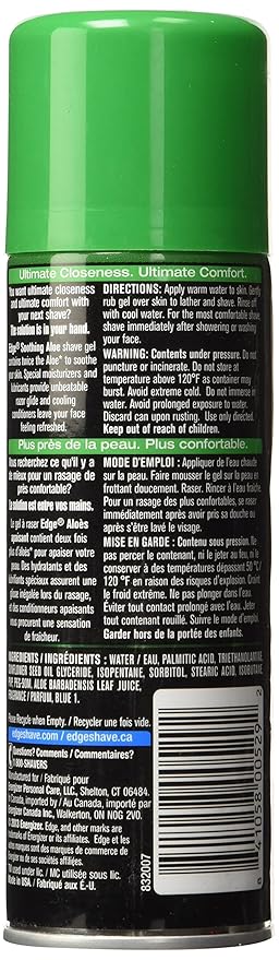 Edge Soothing Aloe Shave Gel for Men, Multi, 7 Ounce