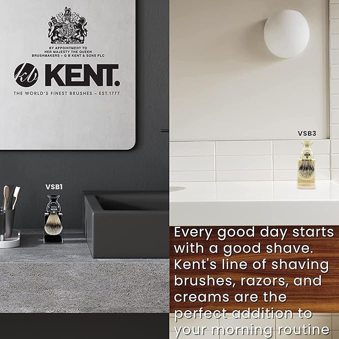 KENT VSB5 Small White Plastic Shaving Brush Stand for Self Adhesive Hang Drying Shave Brush. Essential Part of Any Mens Shaving Kit, Shaving Brush Holder Extends Natural Bristle Shaving Brushes Life