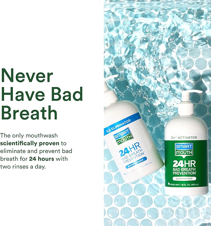SmartMouth Original 2-Bottle Activated Mouthwash with Pumps, Bad Breath Support, 32 fl oz