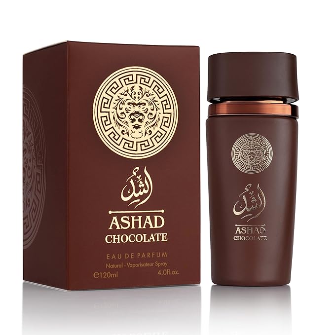 SAADAH Ashad Chocolate Eau De Parfum for Men 4.0 Fl.oz, 120ml Oriental Spicy Gourmand Cologne, Bold Pink Pepper Lavender Cacao, Bourbon Vanilla Amber Vetiver, Long Lasting Masculine Luxury Fragrance