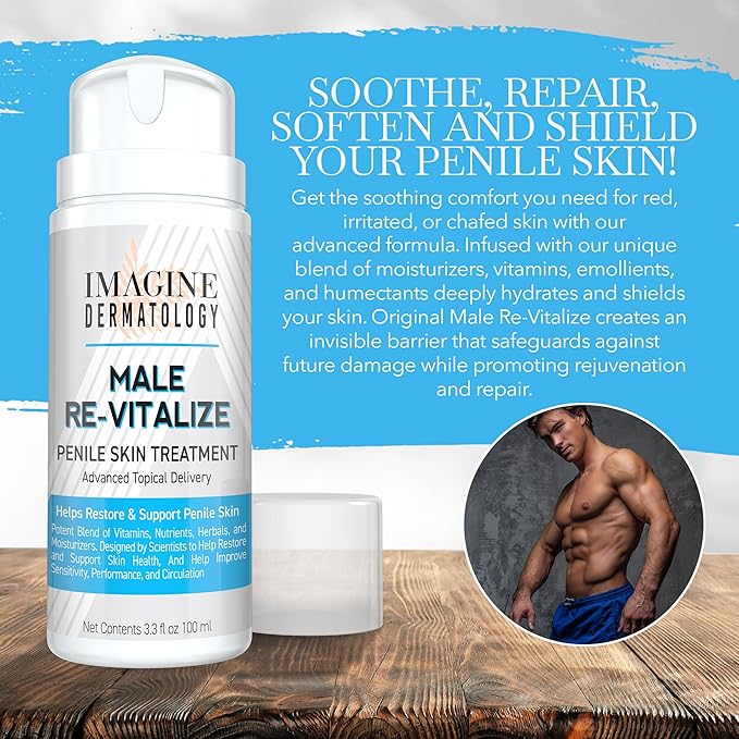 Original Male Re-Vitalize Penile Health Relief Cream Soothe Protect Irritated Chaffed Skin TSA Compliant Size (3.3fl oz/ 100ml)
