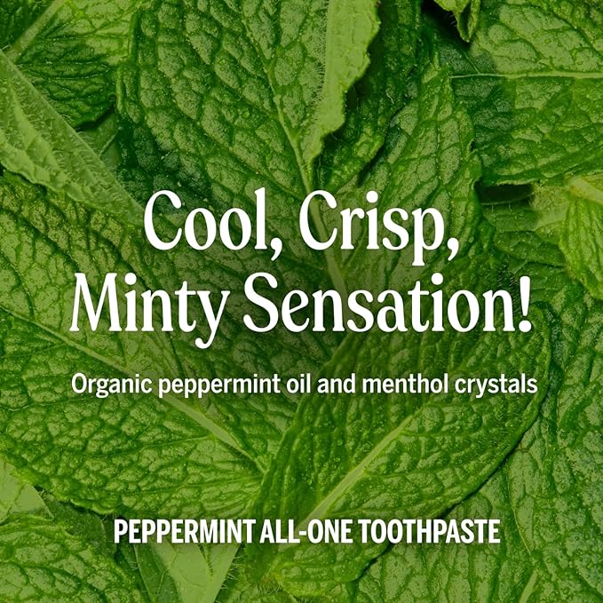 Dr. Bronner’s All-One Toothpaste – Peppermint, 5 oz, 1-Pack – Fluoride-Free Toothpaste for Adults, SLS-Free, 70% Organic & Natural Ingredients, Vegan, Helps Freshen Breath, Reduce Plaque, Whiten Teeth