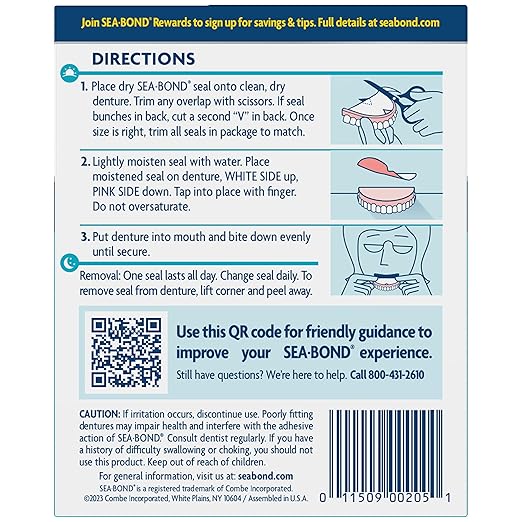 Sea Bond Secure Denture Adhesive Seals, Original Uppers, Zinc-Free, All-Day-Hold, Mess-Free, 30 Count (Pack of 2)