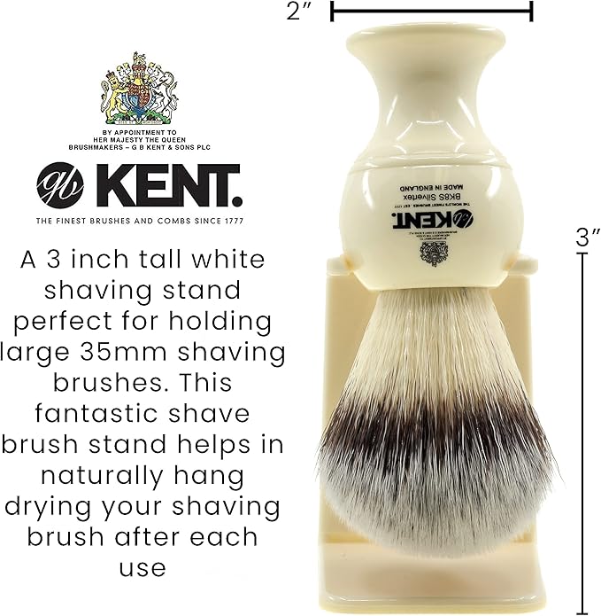 KENT VSB6 1.5" Water Resistant Mock Ivory Shaving Brush Stand BK2 and BK4 Natural Shaving Brush Air Drying Base