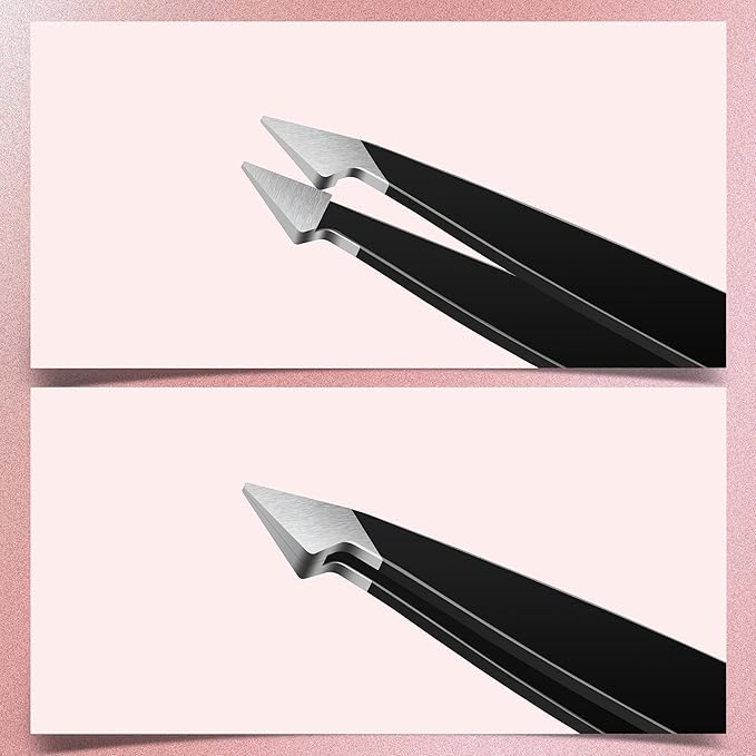 MARKHOR® Black Majesty Eyebrow Tweezers for Women Facial Hair, Splinter and Ingrown Hair Removal Tweezers Set, Professional Pointed and Slant Tweezers for Eyebrows, Precision Tweezers for Eyebrows