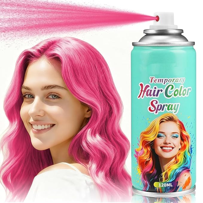 Pink Hair Spray【Instant Color】【Skin Friendly】【Easy To Clean】【Large Capacity】Washable Hair Color Spray For Women/Men 4.06 oz，04 Pink