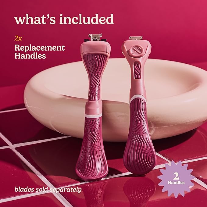 Dollar Shave Club for Women | Maroon Wavy Grip Handle 2 Pack | Lightweight, Ergonomic Handles for Every Curve, Corner, and Tricky Spot | Razors for Women, Womens Razors for Shaving
