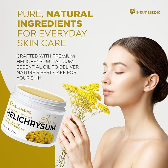 Helichrysum Essential Oil Balm - Helichrysum Italicum Cream for Veins Bruises Aches Pains & Skin Healing - Full Body Hydration Multipurpose Salve for Bruising & Wrinkles