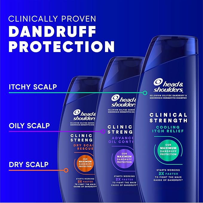 Head & Shoulders Anti-Dandruff Shampoo,Clinical Strength Dry Scalp Rescue,1% Selenium Sulfide,Seborrheic Dermatitis Relief,Dry Scalp,13.5 fl oz + Conditioner,9.1oz,(Pack of 4)